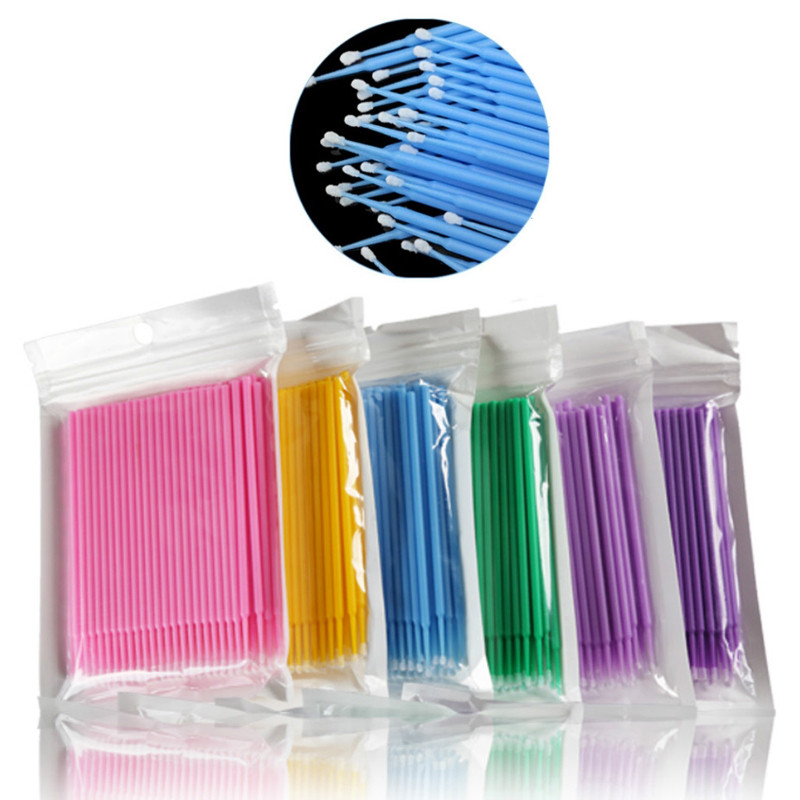 SHIDISHANGPIN 100 buc. gene de machiaj de unică folosință Mini gene individuale Aplicatoare perie de rimel Gene pentru machiaj Tampoane de bumbac