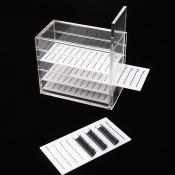Кутия за съхранение на удължени фалшиви мигли 5 слоя Акрилна палета Държач за органайзер за мигли Дисплей Стойка Инструменти за грим Консумативи