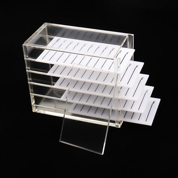 Кутия за съхранение на удължени фалшиви мигли 5 слоя Акрилна палета Държач за органайзер за мигли Дисплей Стойка Инструменти за грим Консумативи