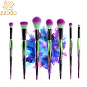 ZZDOG 7/10 buc Kit de instrumente cosmetice Pudră naturală de păr pufoasă Fard de obraz Fard de obraz Amestecarea sprâncenelor Set de pensule profesionale de machiaj