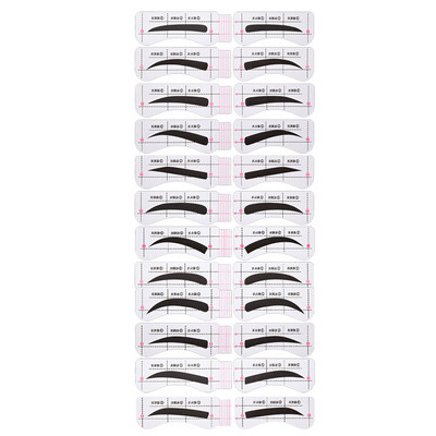 12 чифта/комплект Мързелива карта за вежди с форма на вежди Стикер за бързи вежди Едноредов грим за вежди Комплект помощни инструменти, регулируем