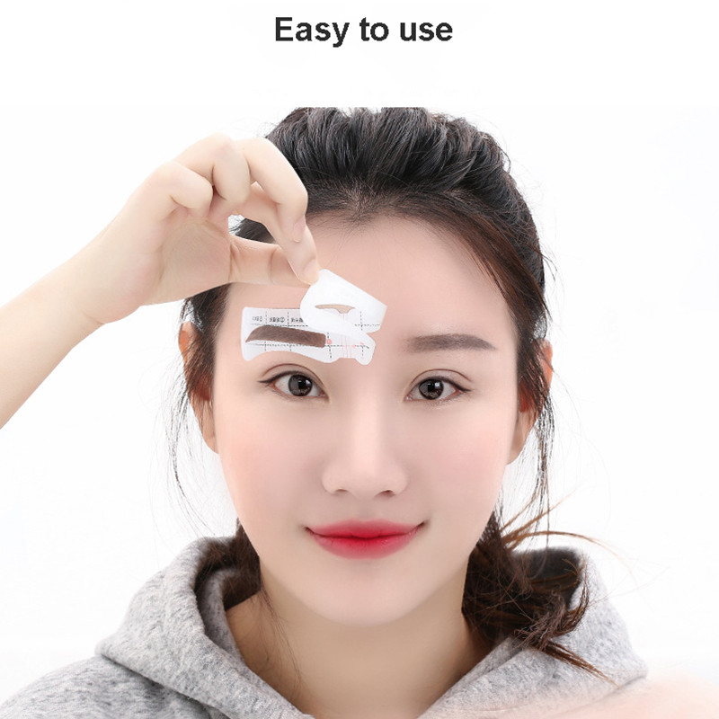 12 чифта/комплект Мързелива карта за вежди с форма на вежди Стикер за бързи вежди Едноредов грим за вежди Комплект помощни инструменти, регулируем