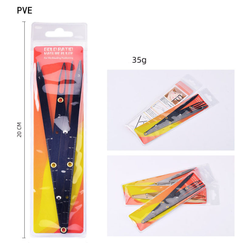 Riglă pentru sprâncene pentru tatuaje Riglă de poziționare în 3 puncte Riglă pentru raportul de aur pentru sprâncene Riglă de microblading Instrument de măsurare pentru sprâncene