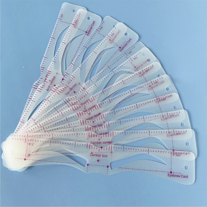 Set de 12 bucăți/set de șabloane pentru sprâncene reutilizabile cu curea fixă Instrumente de machiaj pentru sprâncene 3 minute Șablon de frumusețe extrem de elaborat