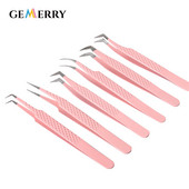 1 buc. Pensete de extensie din oțel inoxidabil roz Pensete superdure de înaltă precizie Pensetă antistatică pentru extensii de gene