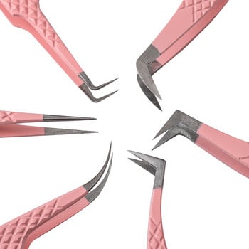 1 τμχ Extension Tweezers Pink Stainless Steel Superhard Tweezers Αντιστατικό Tweezers υψηλής ακρίβειας για Extension βλεφαρίδων