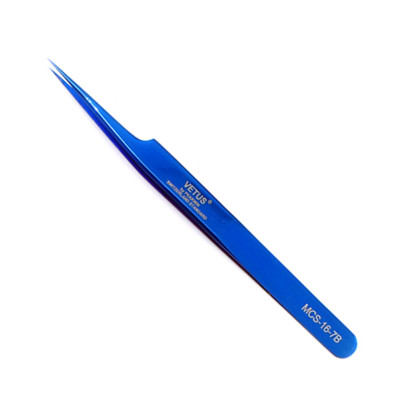 Vetus Original MCS Premium Eyelash Tweezers Makeup Bright Blue New Style Ultra Precise Tip Improve for 3D 6D Eyelashes Extension