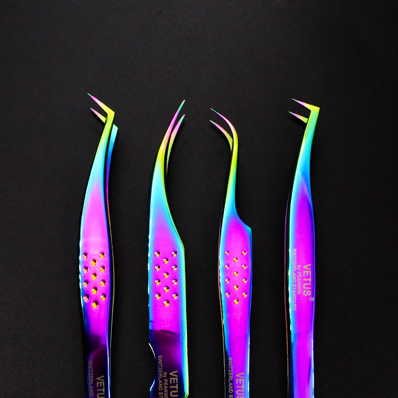 Vetus Original MCS Premium Eyelash Tweezers Makeup Bright Blue New Style Ultra Precise Tip Improve for 3D 6D Eyelashes Extension