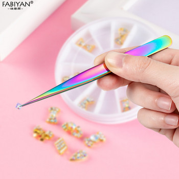 Nippers Tweezers από ανοξείδωτο ατσάλι Nail Art Rhinestones Κρυστάλλινες πούλιες Glitter picking Up βαμβακερά εργαλεία καθαρισμού μανικιούρ πεντικιούρ