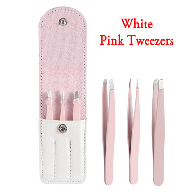 3 buc. Pensete profesionale pentru sprancene Vârf cu vârf din oțel inoxidabil/Vârf înclinat/Vârf plat Set de instrumente de machiaj pentru îndepărtarea părului