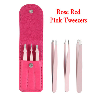 3 buc. Pensete profesionale pentru sprancene Vârf cu vârf din oțel inoxidabil/Vârf înclinat/Vârf plat Set de instrumente de machiaj pentru îndepărtarea părului
