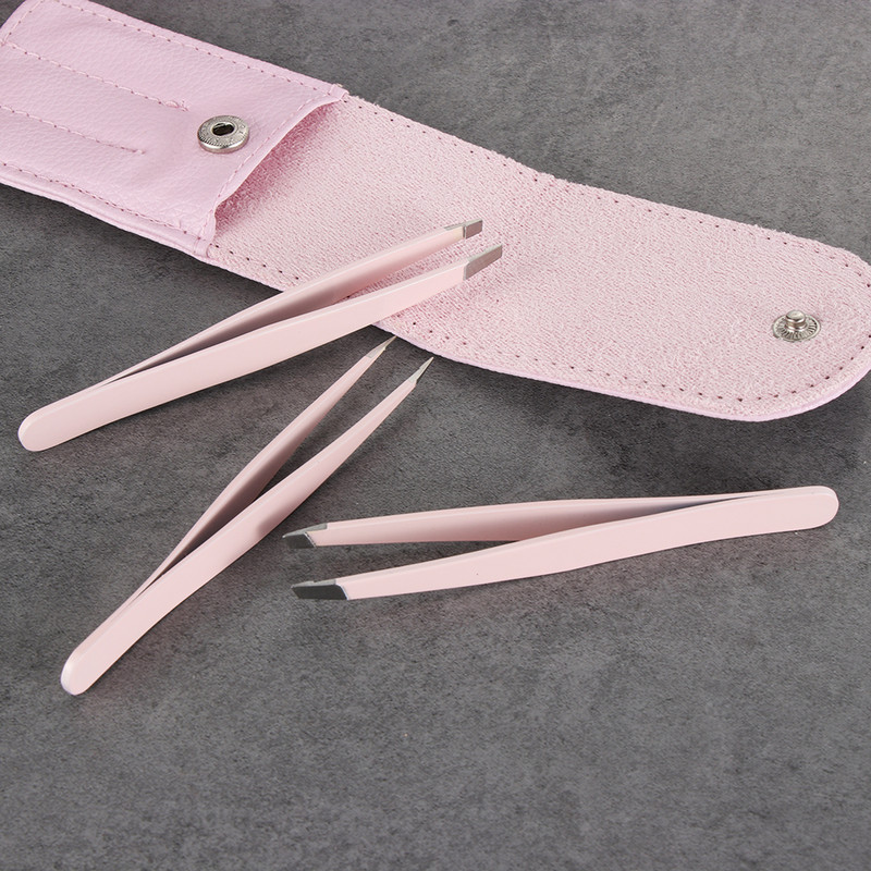 3 buc. Pensete profesionale pentru sprancene Vârf cu vârf din oțel inoxidabil/Vârf înclinat/Vârf plat Set de instrumente de machiaj pentru îndepărtarea părului