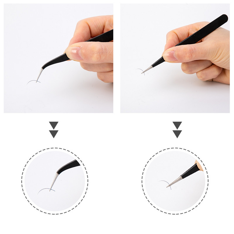 2 vnt Antistatinis preciziškas pincetas Pinzas Pincet nerūdijančio plieno antakių pincetas blakstienų priauginimo įrankiai makiažo rinkinio įrankis