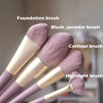 9 τμχ Μωβ Πινέλα Μακιγιάζ Σετ Cute Soft Eyeshadow Brush Brush Cosmetics Foundation Blush Contour Πινέλα μακιγιάζ Εργαλεία ομορφιάς