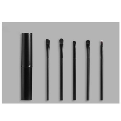 Nešiojamas 5 vnt makiažo šepetėlių rinkinys Akių šešėlių akių pieštukų lūpų šepetėlis apvalus kibiras Minkštus plaukus maišantis akių makiažo šepetėlių rinkinys su dėklu