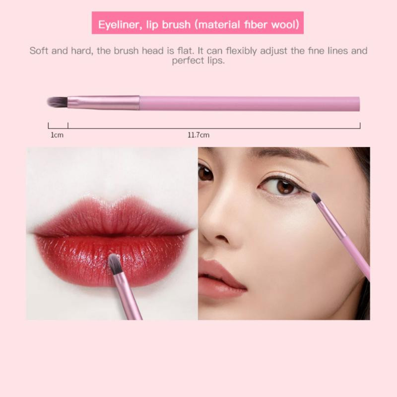 Nešiojamas 5 vnt makiažo šepetėlių rinkinys Akių šešėlių akių pieštukų lūpų šepetėlis apvalus kibiras Minkštus plaukus maišantis akių makiažo šepetėlių rinkinys su dėklu