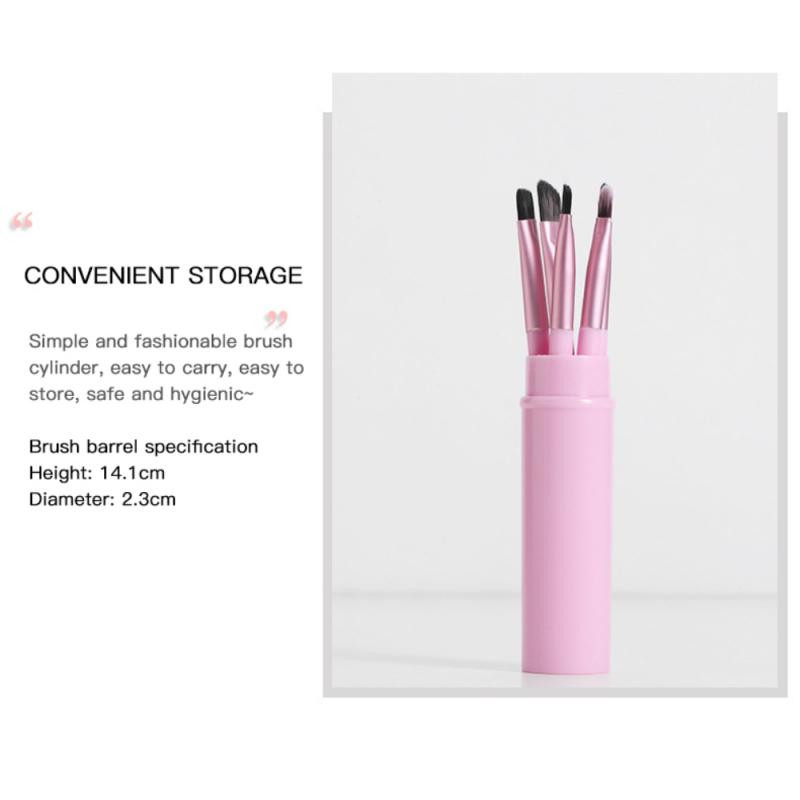 Nešiojamas 5 vnt makiažo šepetėlių rinkinys Akių šešėlių akių pieštukų lūpų šepetėlis apvalus kibiras Minkštus plaukus maišantis akių makiažo šepetėlių rinkinys su dėklu