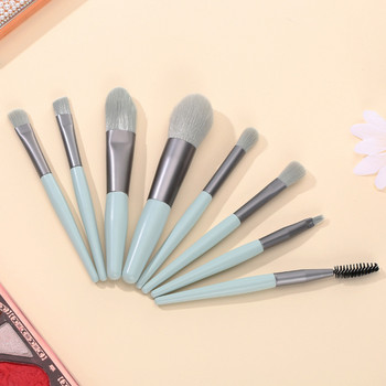 8Pcs Mini Travel Women Unicorn Makeup Brush Set Portable Soft Concealer Beauty Foundation Инструмент за сенки за очи Четка за мигли с чанта