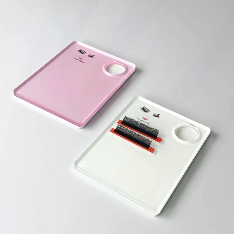 Extensie de gene acrilic roz Instrument de palet pentru gene, organizator rotund de piatră de jad, extensie de gene, tampon de altoire, garnitură pentru tavă de gene