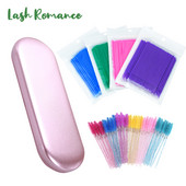 Lash Romance Gene cu pensete Cutie rafinată din tablă de tablă de protecție Cutie de depozitare Perie pentru extensie de gene
