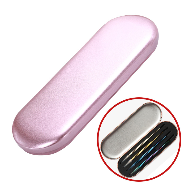 Lash Romance Gene cu pensete Cutie rafinată din tablă de tablă de protecție Cutie de depozitare Perie pentru extensie de gene