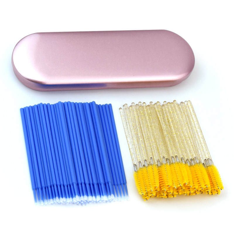 Lash Romance Gene cu pensete Cutie rafinată din tablă de tablă de protecție Cutie de depozitare Perie pentru extensie de gene