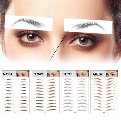 6D Hair-like Eyebrow Tattoo Sticker False Eyebrows Unisex Semi-Permanent Water Transfer Eye brow Patches Cosmetics Eyebrow Pads