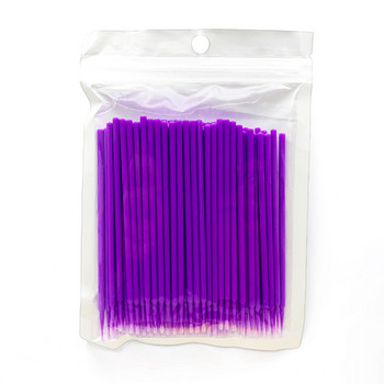 100PCS Цветни памучни тампони за еднократна употреба MicroBrush Тампон за почистване на удължаване на мигли Козметичен инструмент Удължаване на мигли Памучен тампон