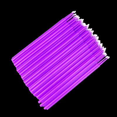 100PCS Цветни памучни тампони за еднократна употреба MicroBrush Тампон за почистване на удължаване на мигли Козметичен инструмент Удължаване на мигли Памучен тампон