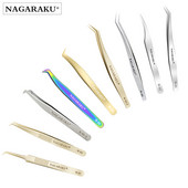 NAGARAKU 20 db N-sorozatú csipesz szempillahosszabbításhoz. Csipesz készítése Térfogatlegyezők Szempillacsipesz 3D Pontos csipesz