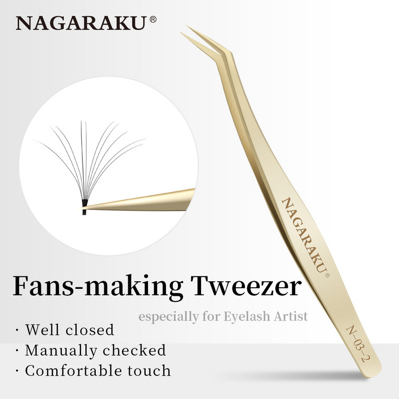NAGARAKU 20 db N-sorozatú csipesz szempillahosszabbításhoz. Csipesz készítése Térfogatlegyezők Szempillacsipesz 3D Pontos csipesz