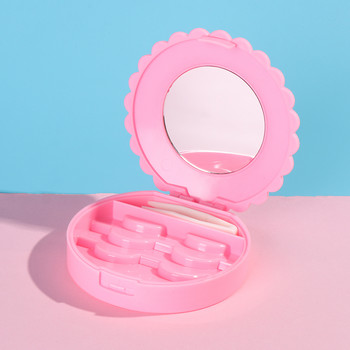 Органайзер за розови мигли Красота Инструмент за съхранение на грим Калъф за огледало Кутия за фалшиви мигли Преносима кутия за контейнер за мигли