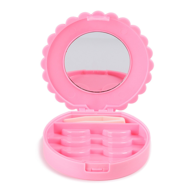 Organizator pentru gene roz, instrument de depozitare pentru machiaj pentru frumusețe, cutie cu oglindă, cutie pentru gene false, cutie portabilă pentru gene