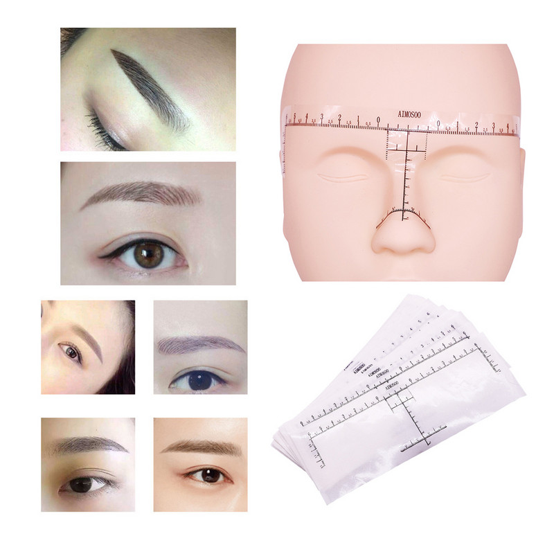 20 buc. Riglă pentru sprâncene pentru machiaj permanent, instrumente de măsurare a tatuajului, autocolante de unică folosință pentru sprâncene, instrumente pentru începători