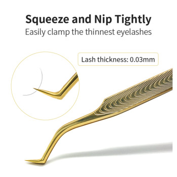 NATUHANA Anti-Static Eyelash Extension Tweezer Gold Ανοξείδωτο ατσάλι τσιμπιδάκι βλεφαρίδων Professional for Volume Fan Makeup Tools