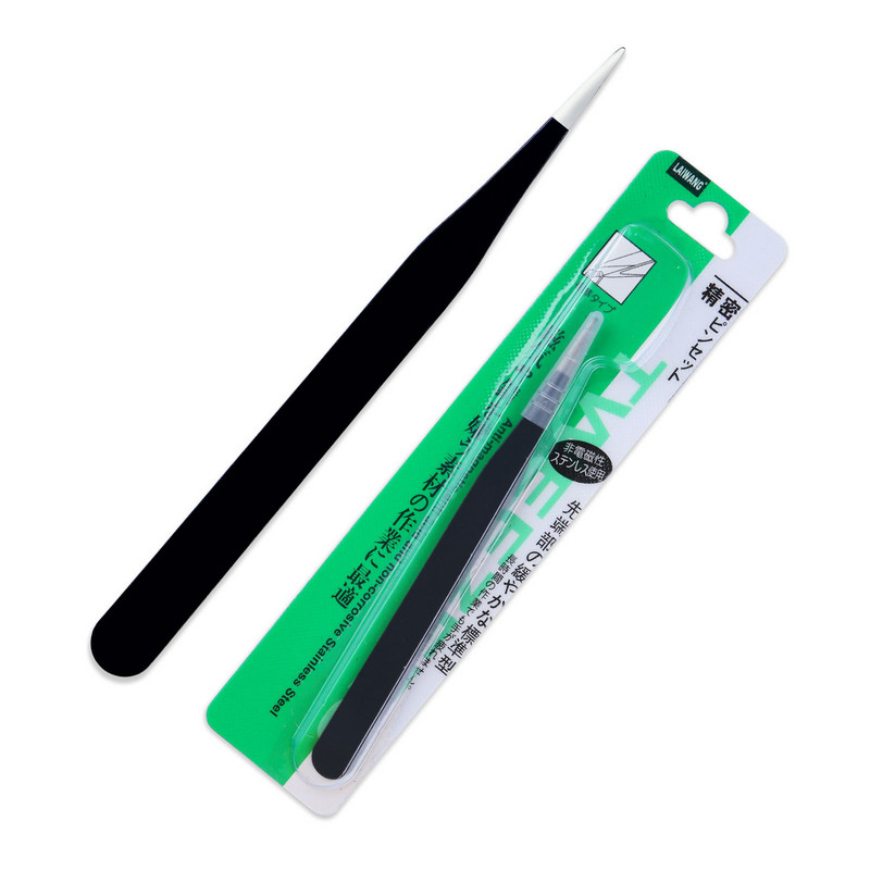 Kliešte proti kyselinám, nástroj na vyberanie kamienkov z nehrdzavejúcej ocele, čierne zakrivené rovné pinzety na obočie, nástroj na umelé mihalnice