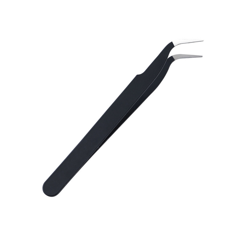 Kliešte proti kyselinám, nástroj na vyberanie kamienkov z nehrdzavejúcej ocele, čierne zakrivené rovné pinzety na obočie, nástroj na umelé mihalnice