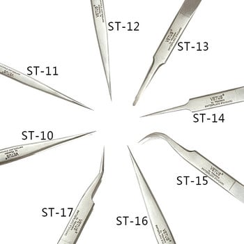 VETUS Пинсети за вежди от неръждаема стомана Инструменти за удължаване на изкуствени мигли Ремонт Хиперфини всички за изграждане на нокти за мигли Пинцети
