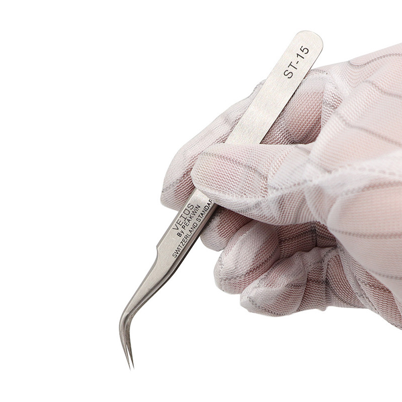 VETUS Pinzeta na obočie z nehrdzavejúcej ocele, nástroje na predlžovanie umelých mihalníc, oprava, hyperjemná, všetko na budovanie nechtov na mihalnice, pinzeta