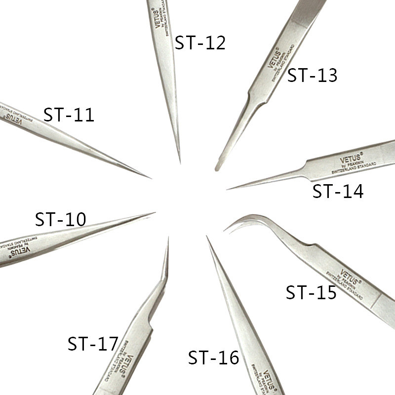 VETUS Pinzeta na obočie z nehrdzavejúcej ocele, nástroje na predlžovanie umelých mihalníc, oprava, hyperjemná, všetko na budovanie nechtov na mihalnice, pinzeta