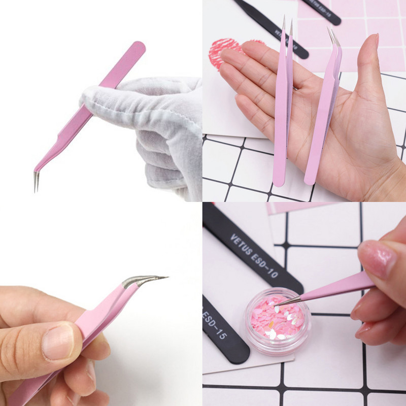 1 бр. Пинсети за фалшиви мигли Клещи за удължаване на мигли Пинцети за вежди за коса Nail Art Запояване Щипки за мигли Инструменти за грим