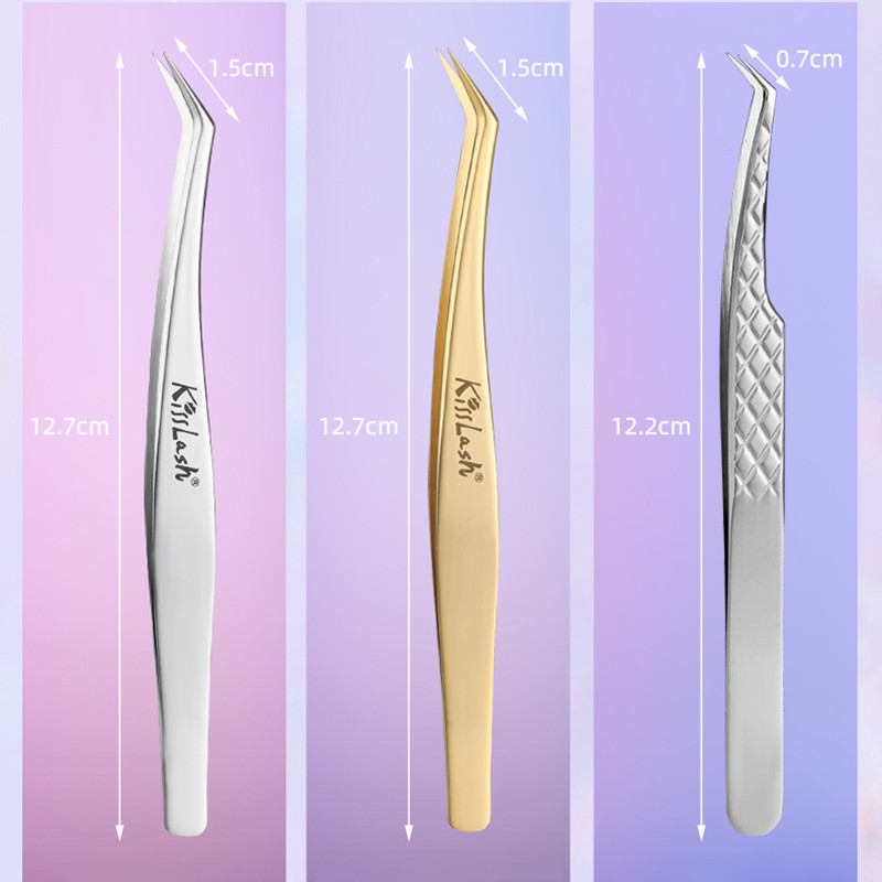 Szempillahosszabbító csipesz klasszikus szempillákhoz Easy Fan Lash Russian Volume Eyelashes Nagy pontosságú csipesz egyedi logó