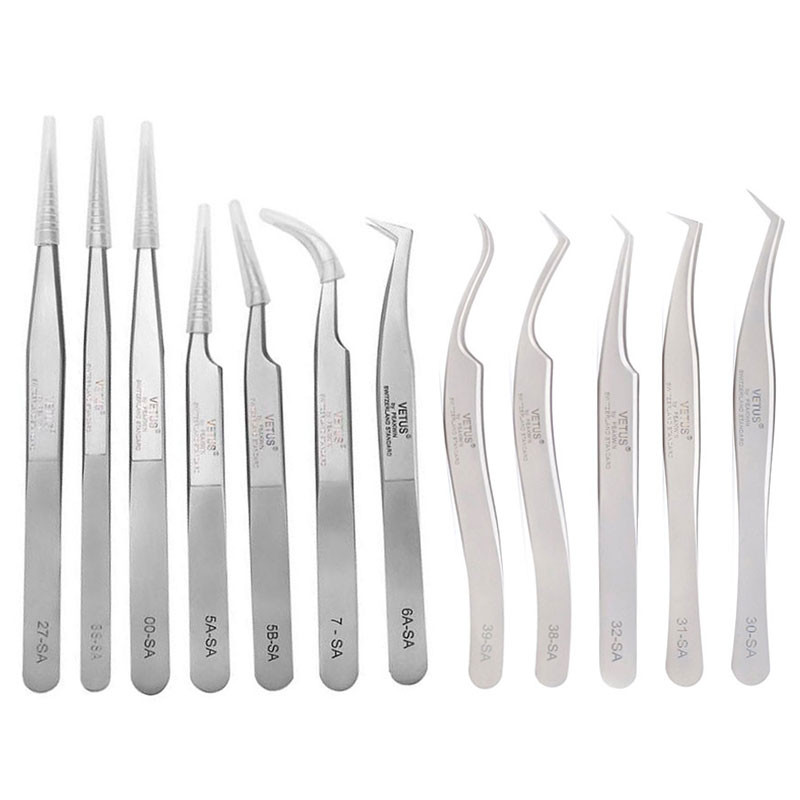 Vetus szempilla csipesz Profissional For 3D Volumn Eyelash Extension Stainless Fan Lashes Csipesz Kiváló Closure Smink eszköz