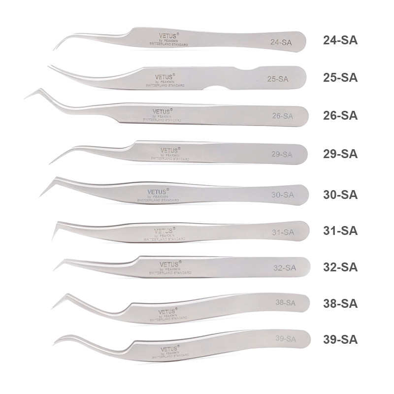 Vetus szempilla csipesz Profissional For 3D Volumn Eyelash Extension Stainless Fan Lashes Csipesz Kiváló Closure Smink eszköz