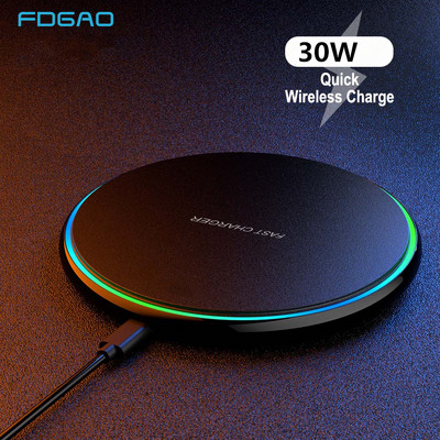 Încărcător fără fir FDGAO 30W USB C Pad de încărcare rapidă Încărcare rapidă QC 3.0 pentru iPhone 14 13 12 11 XS XR X 8 Samsung S22 S21 S20
