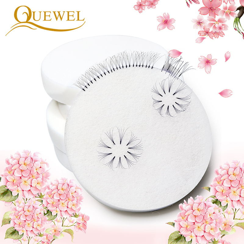 Quewel Burete pentru extensie de gene 2 buc Pre-depozitat gene înflorite Altoire gene pentru ochi Burete de practică Puff Soft Make Up Tool