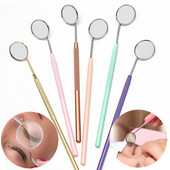 1 buc. Oglindă multifuncțională pentru prelungirea genelor de verificare, din oțel inoxidabil, cu mâner lung, oglindă de mărire a genelor, articole de machiaj pentru frumusețe