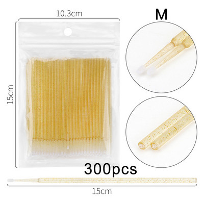 100/300 ks mikro štetcov, mikro tampóny na predlžovanie mihalníc, jednorazový mikro aplikátor, mikro tyčinky na mihalnice, nástroje na líčenie