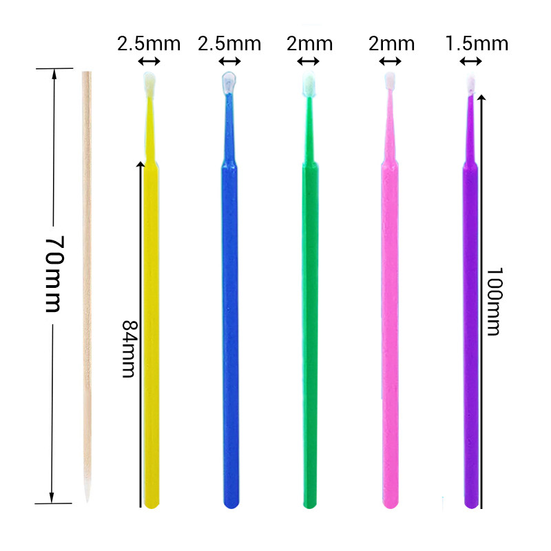 100/300 ks mikro štetcov, mikro tampóny na predlžovanie mihalníc, jednorazový mikro aplikátor, mikro tyčinky na mihalnice, nástroje na líčenie