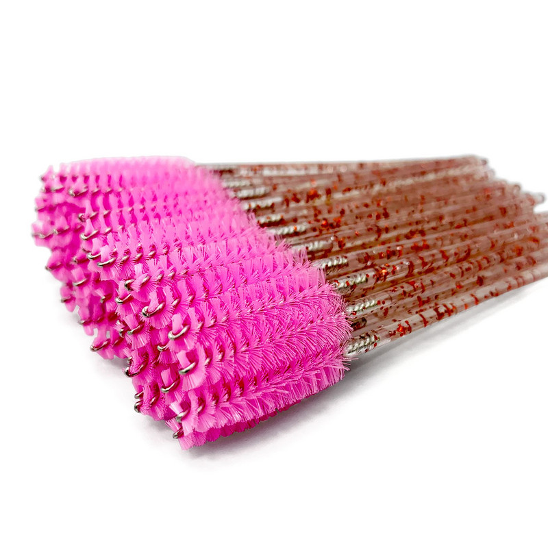25/50db eldobható szemöldökkefe Crystal szempillaspirál pálca applikátor orsók szempillák kozmetikai ecsetek smink eszközök